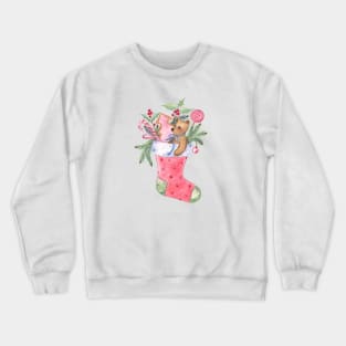 Christmas Sock with a Teddy Bear Crewneck Sweatshirt